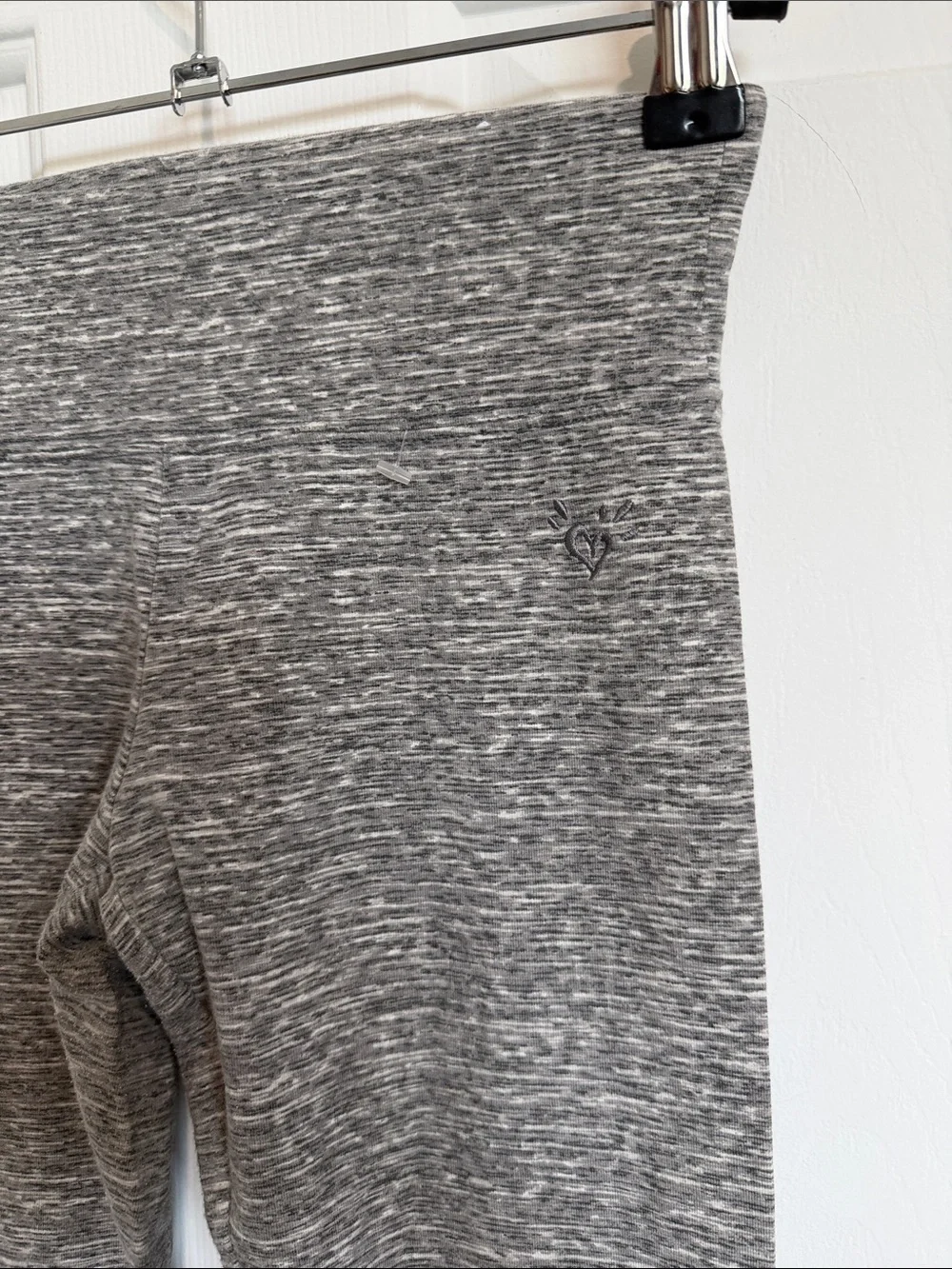 Justice Gray Marled Kids Leggings with Subtle Heart
